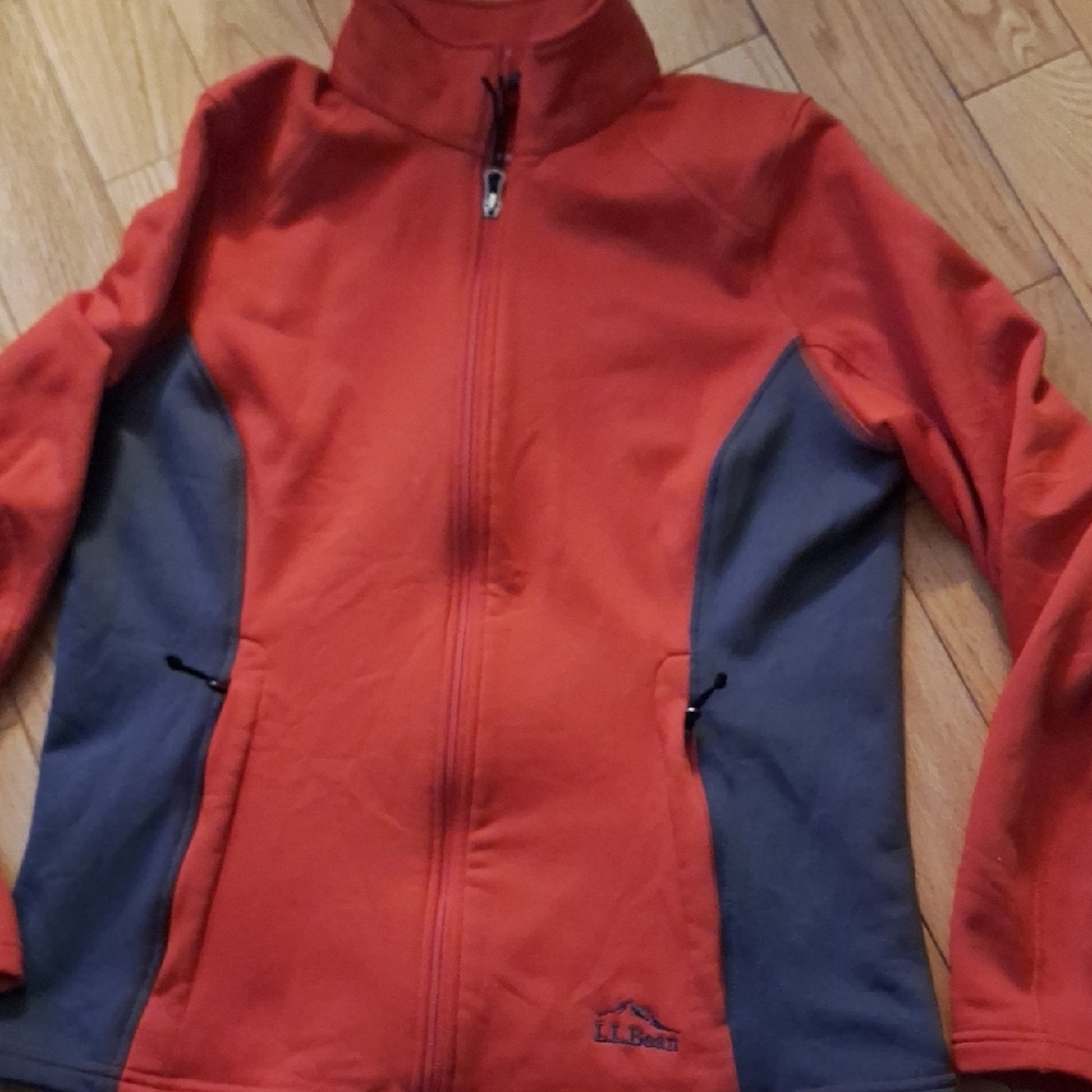 L.L. Bean Orange and Charcoal Zip Up Jacket